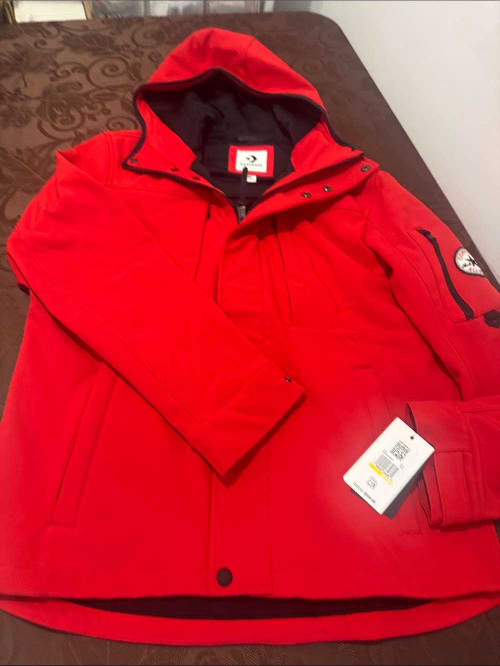 Converse Red Hooded Softshell Jacket. Mens Med - Picture 5 of 16